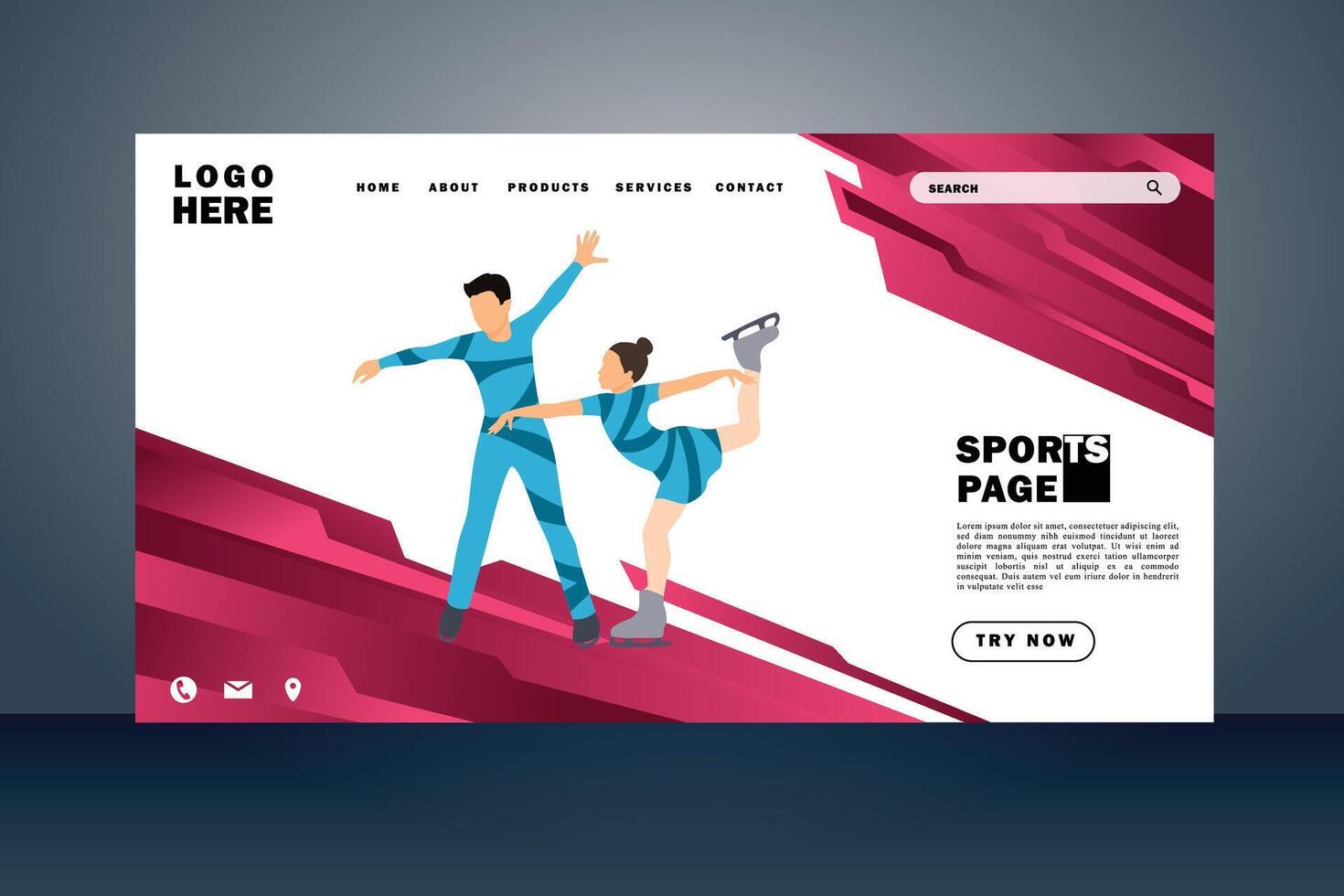 sport atterraggio pagina piatto design vettore