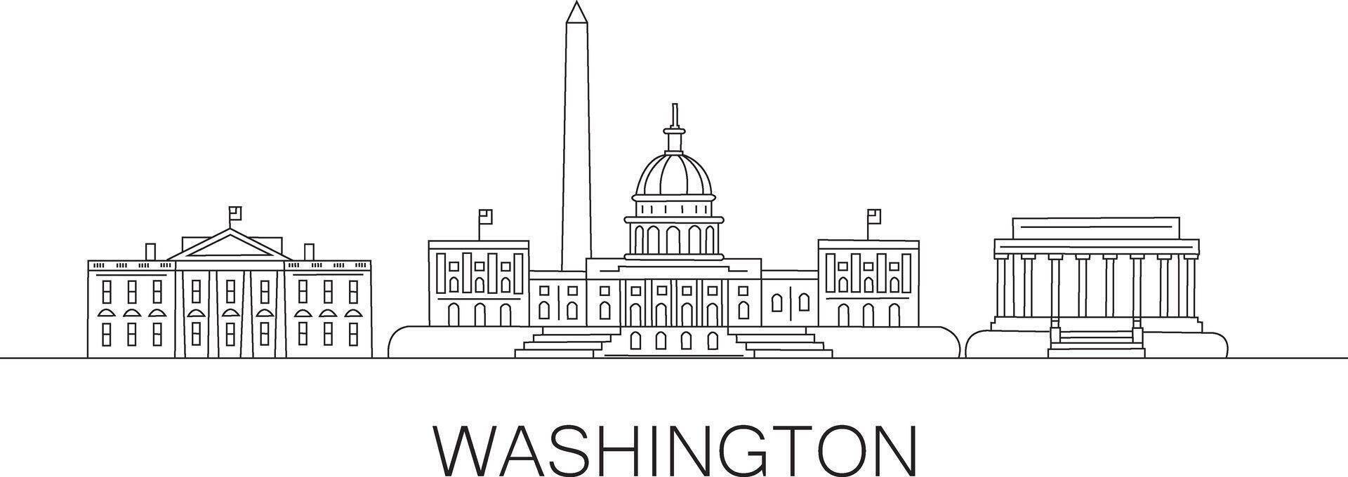 Washington città linea disegnare vettore