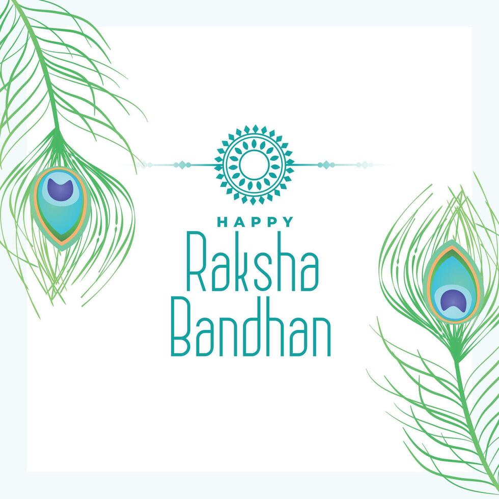 indù cultura Raksha bandhan modello con rakhi e pavone piuma vettore