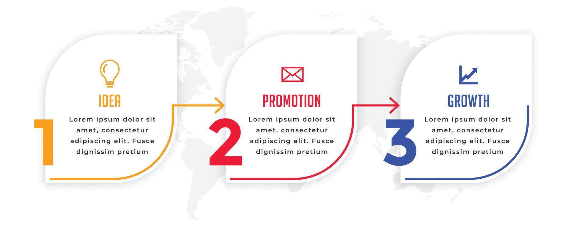 moderno tre passaggi attività commerciale Infografica direzionale modello vettore