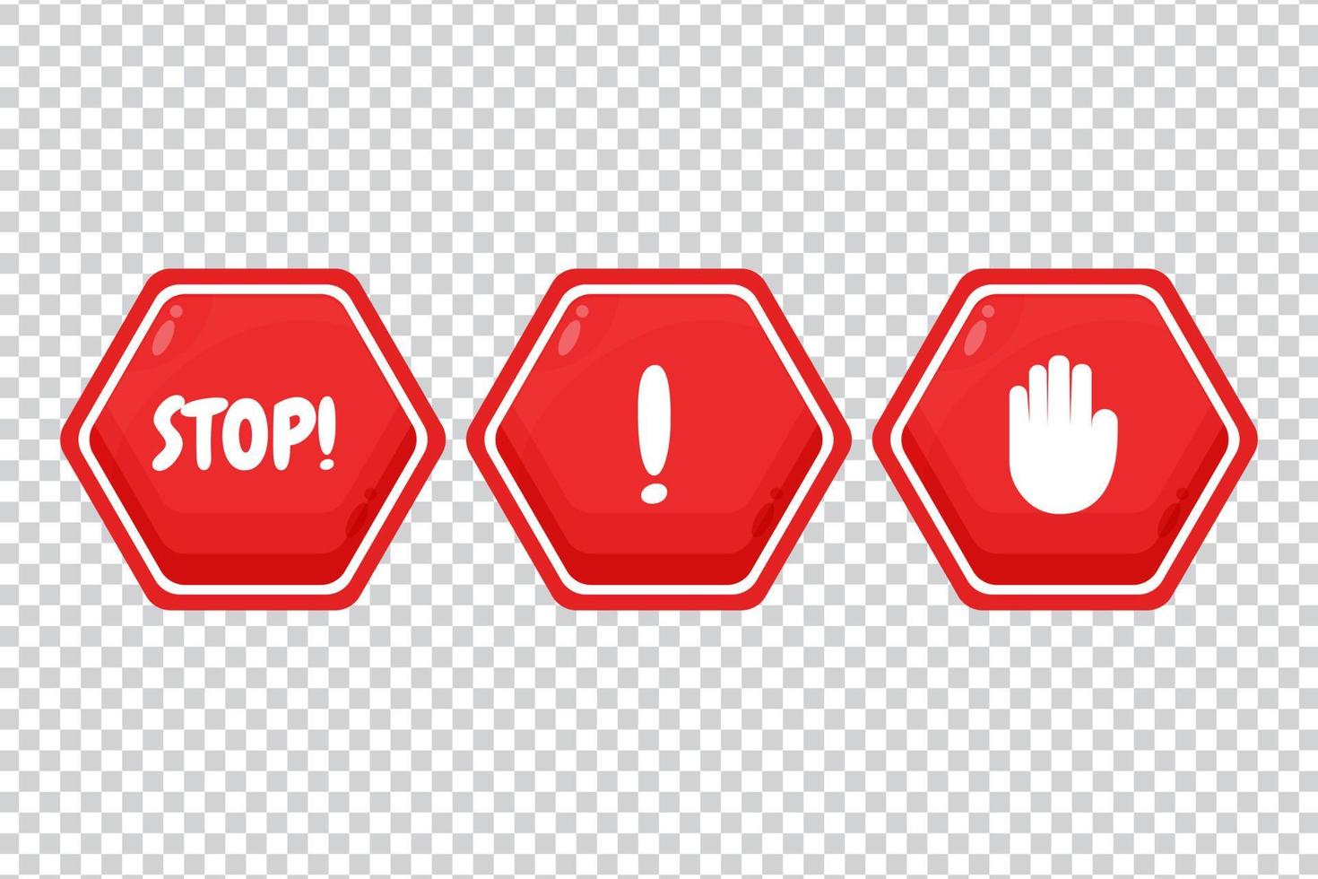 segnale di stop rosso con freccia, parola e mano su sfondo bianco vettore