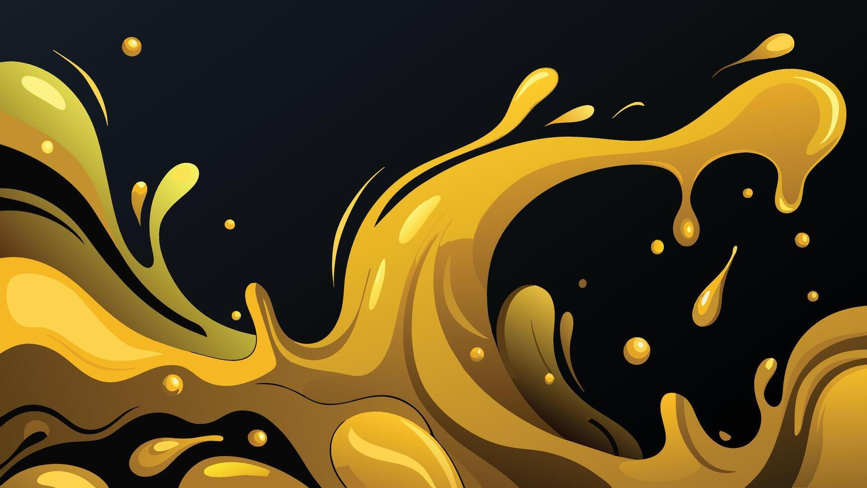 oro liquido spruzzo su nero sfondo. vettore illustrazione.