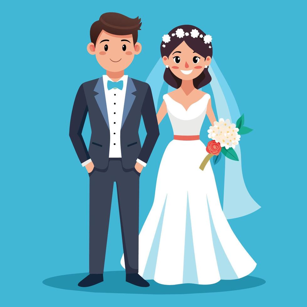 nozze coppia cartone animato icona vettore illustrazione grafico design