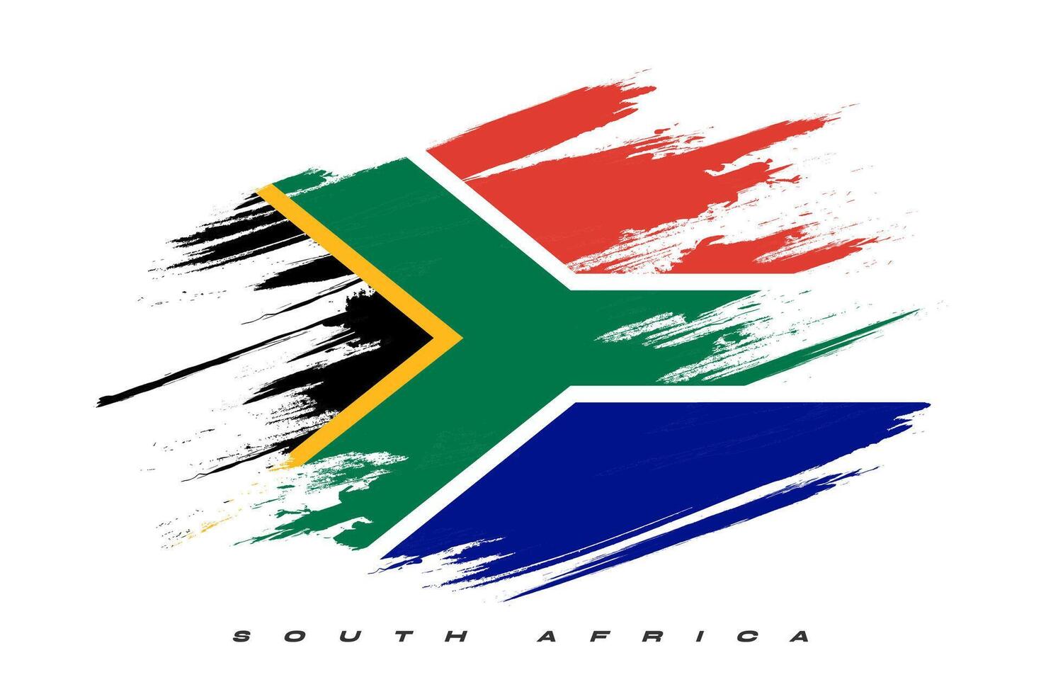 Sud Africa bandiera con spazzola dipingere stile isolato su bianca sfondo vettore