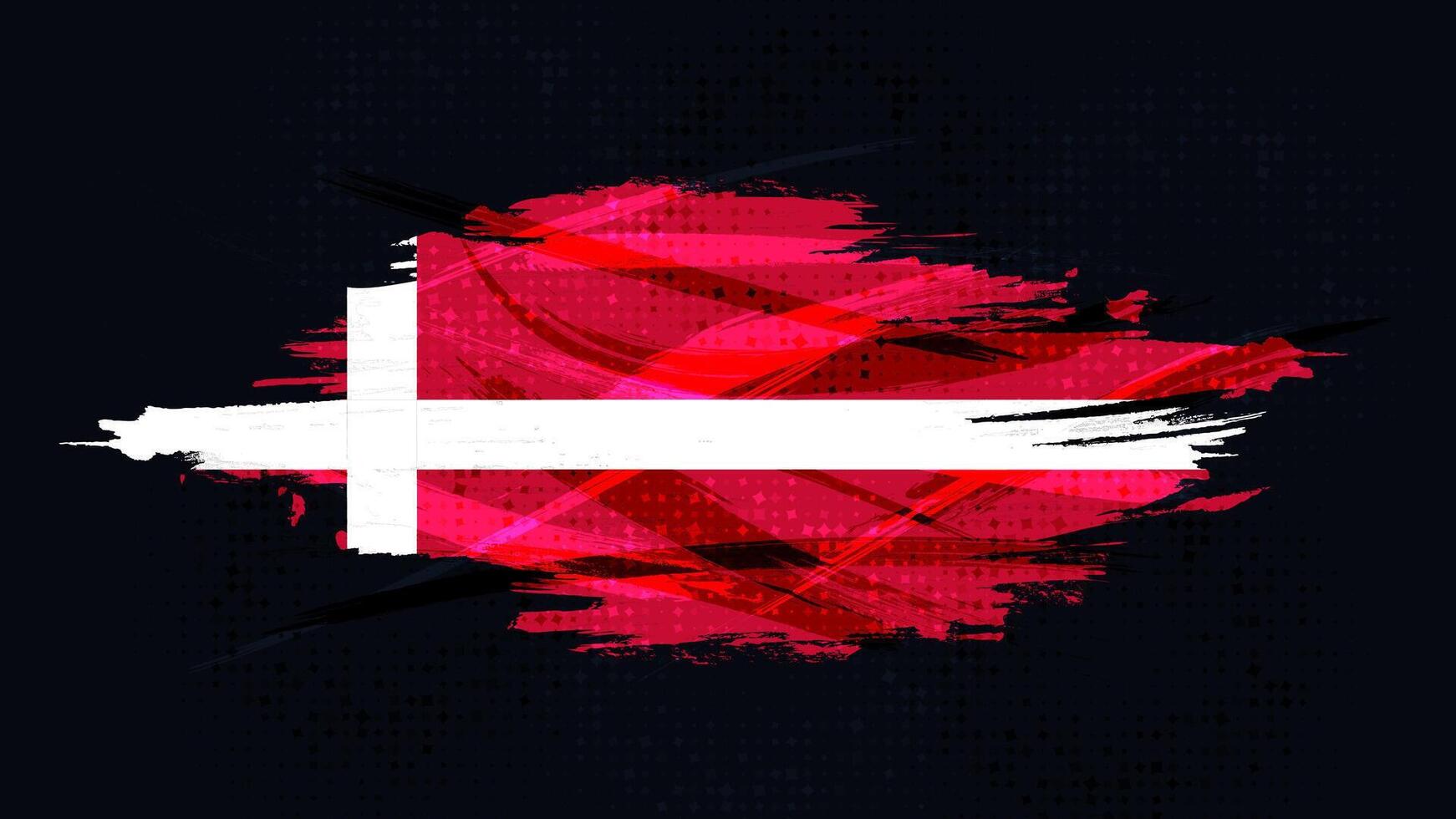 nazionale bandiera di Danimarca con spazzola dipingere stile e mezzitoni effetto. danese bandiera sfondo con grunge concetto vettore
