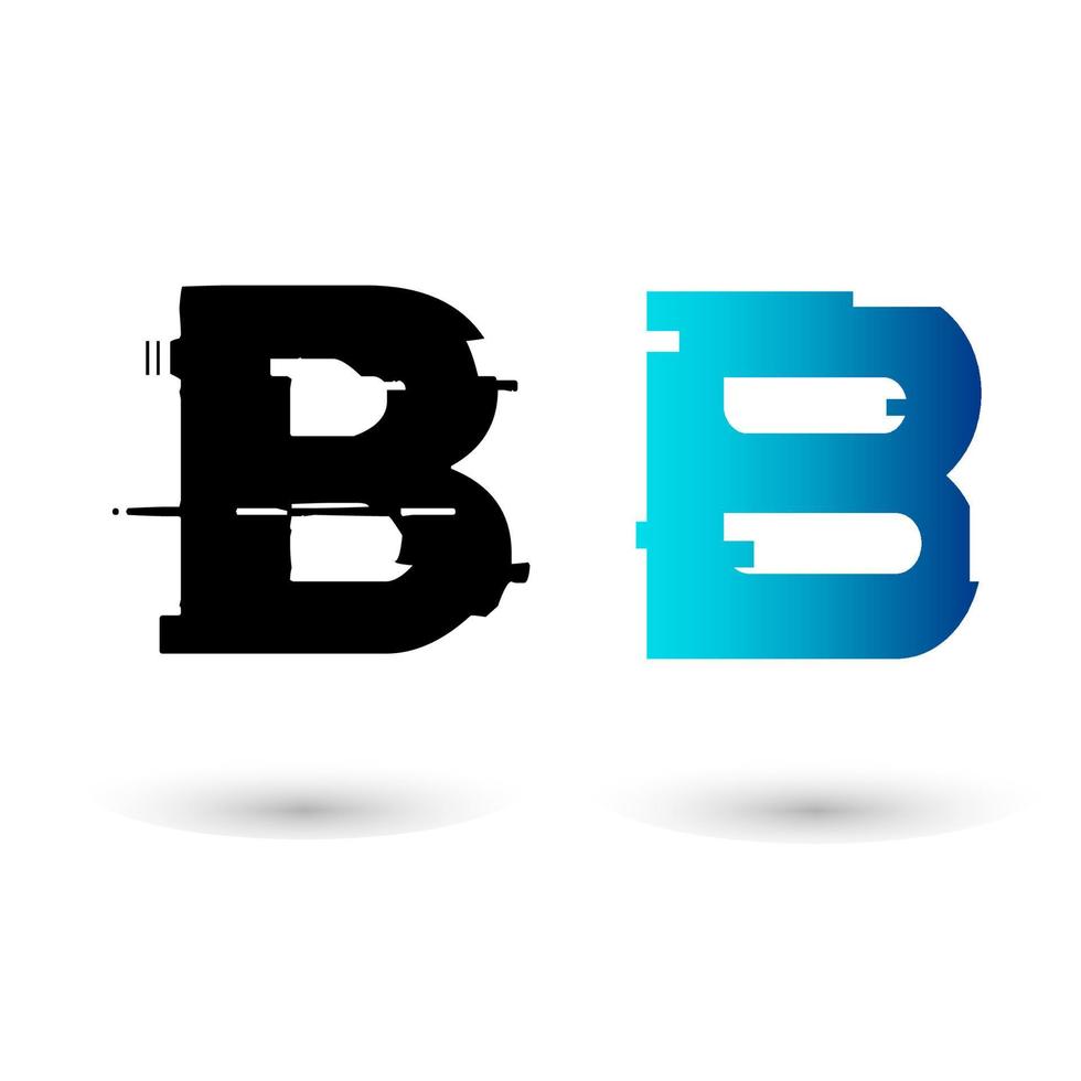 design creativo lettera b glitch vettore
