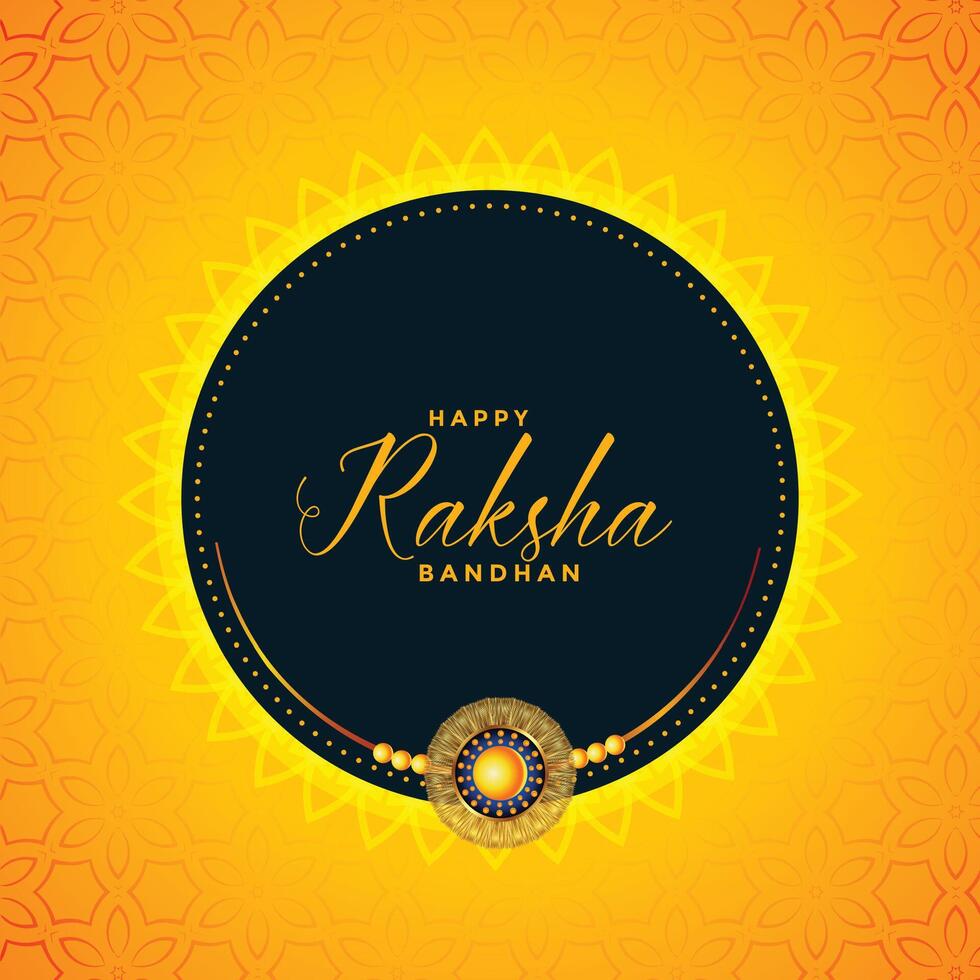 contento Raksha bandhan giallo auguri carta design vettore