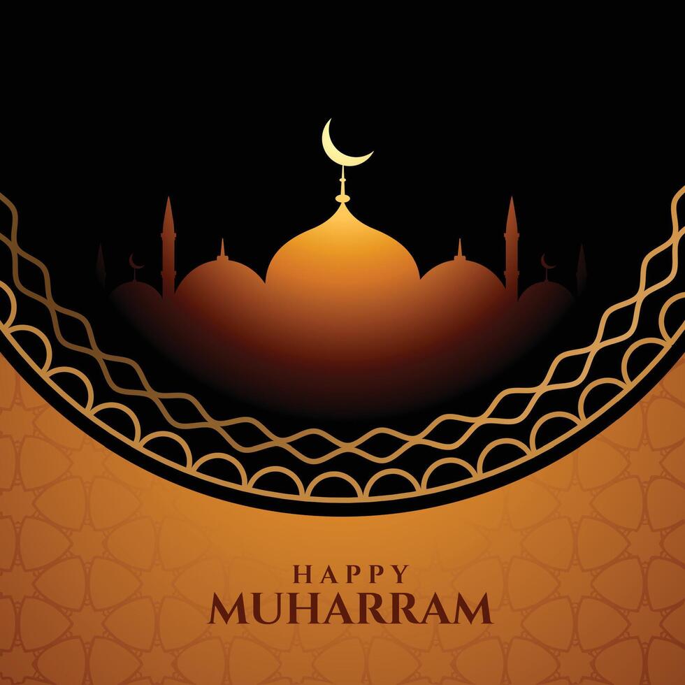 islamico stile contento Muharram Festival carta design vettore