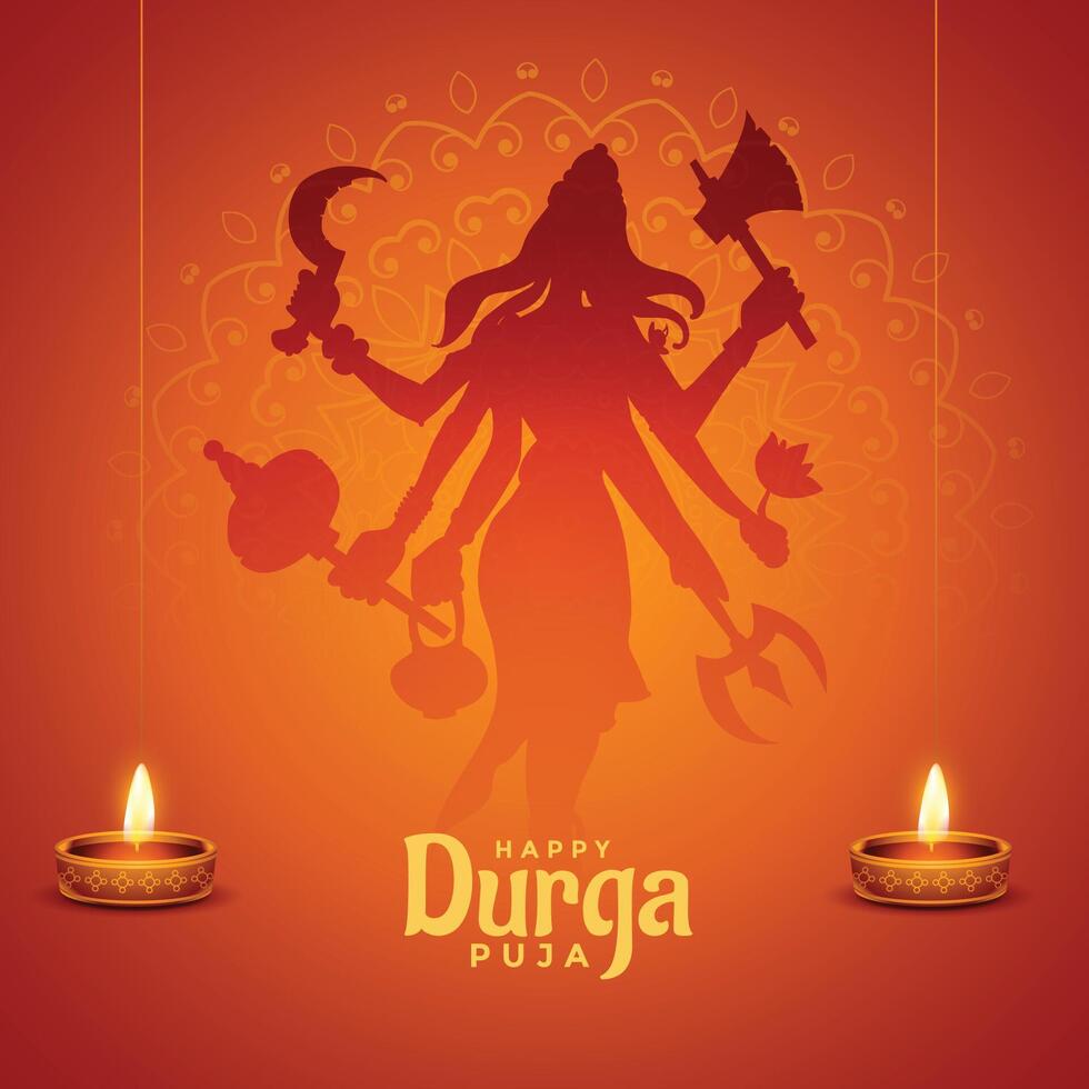 contento Durga pooja indiano Festival auguri carta design vettore
