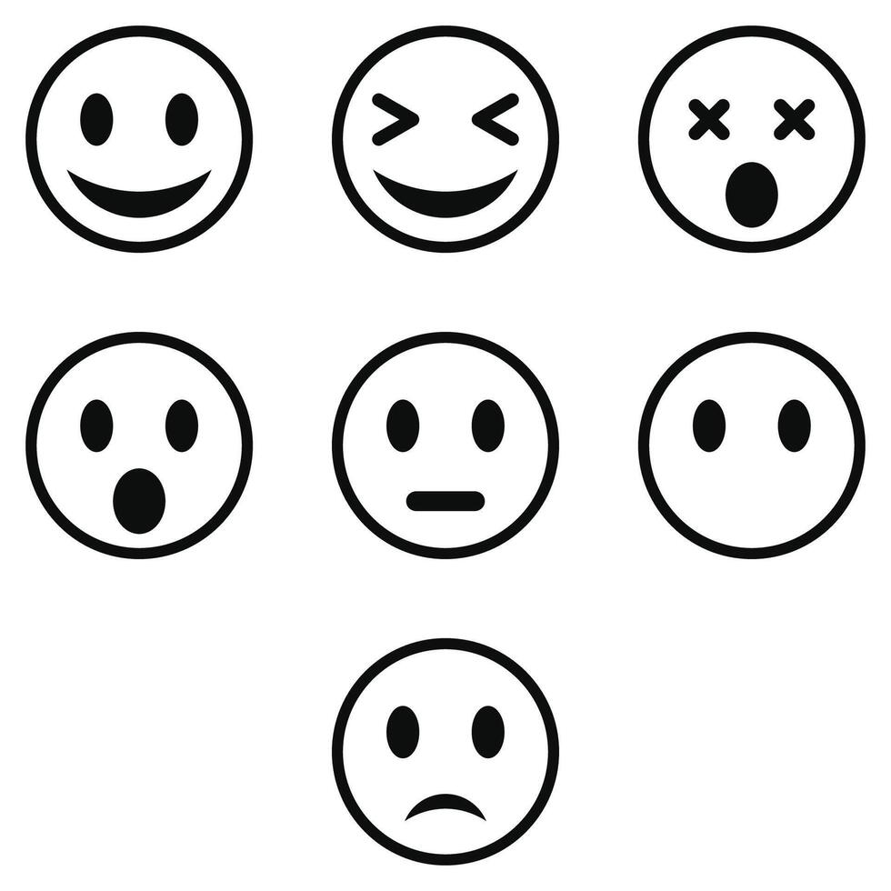 delineato emoji impostato vettore