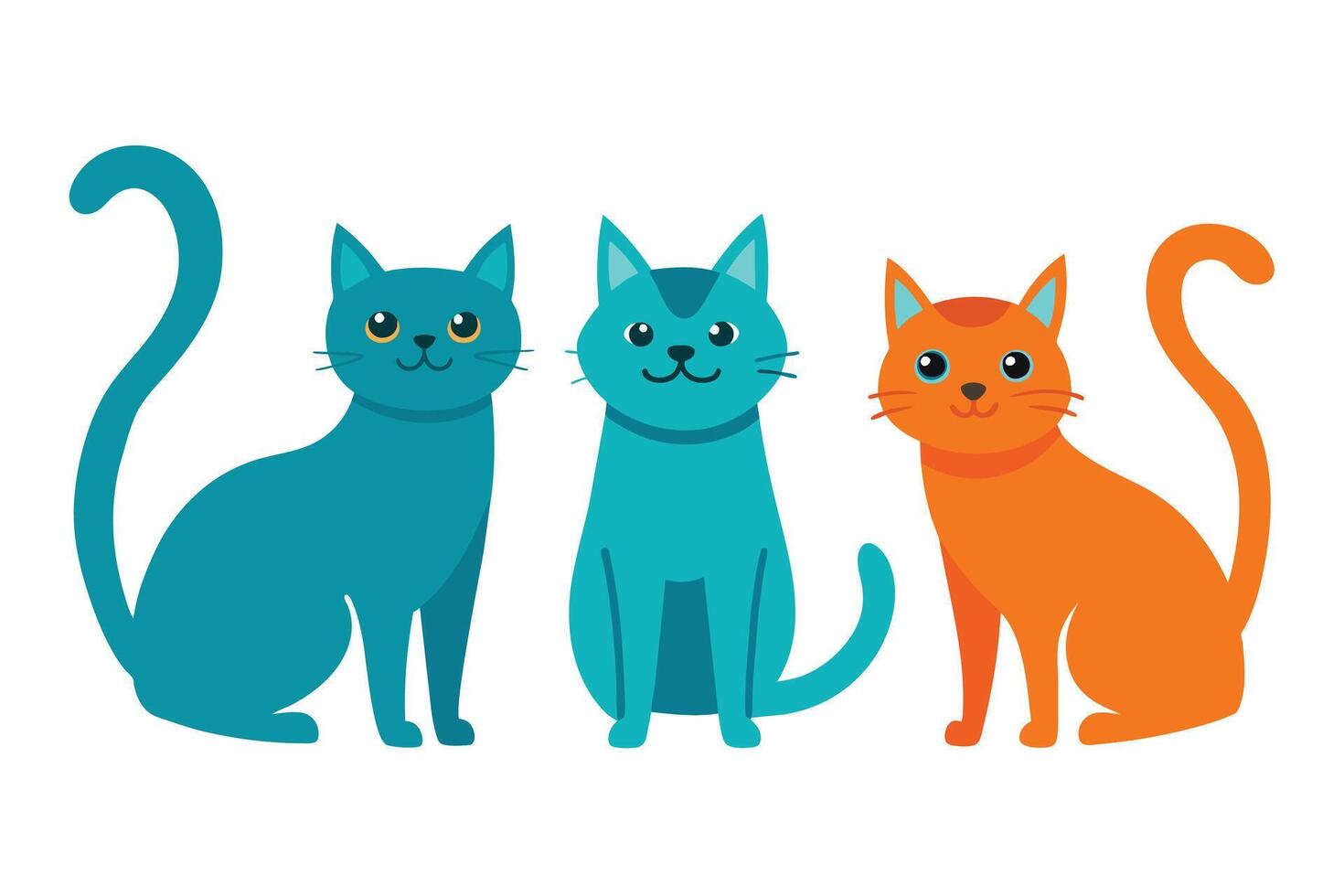 carino gatti collezione. domestico divertente gattini. impostato di lineare vettore illustrazione isolato su bianca sfondo