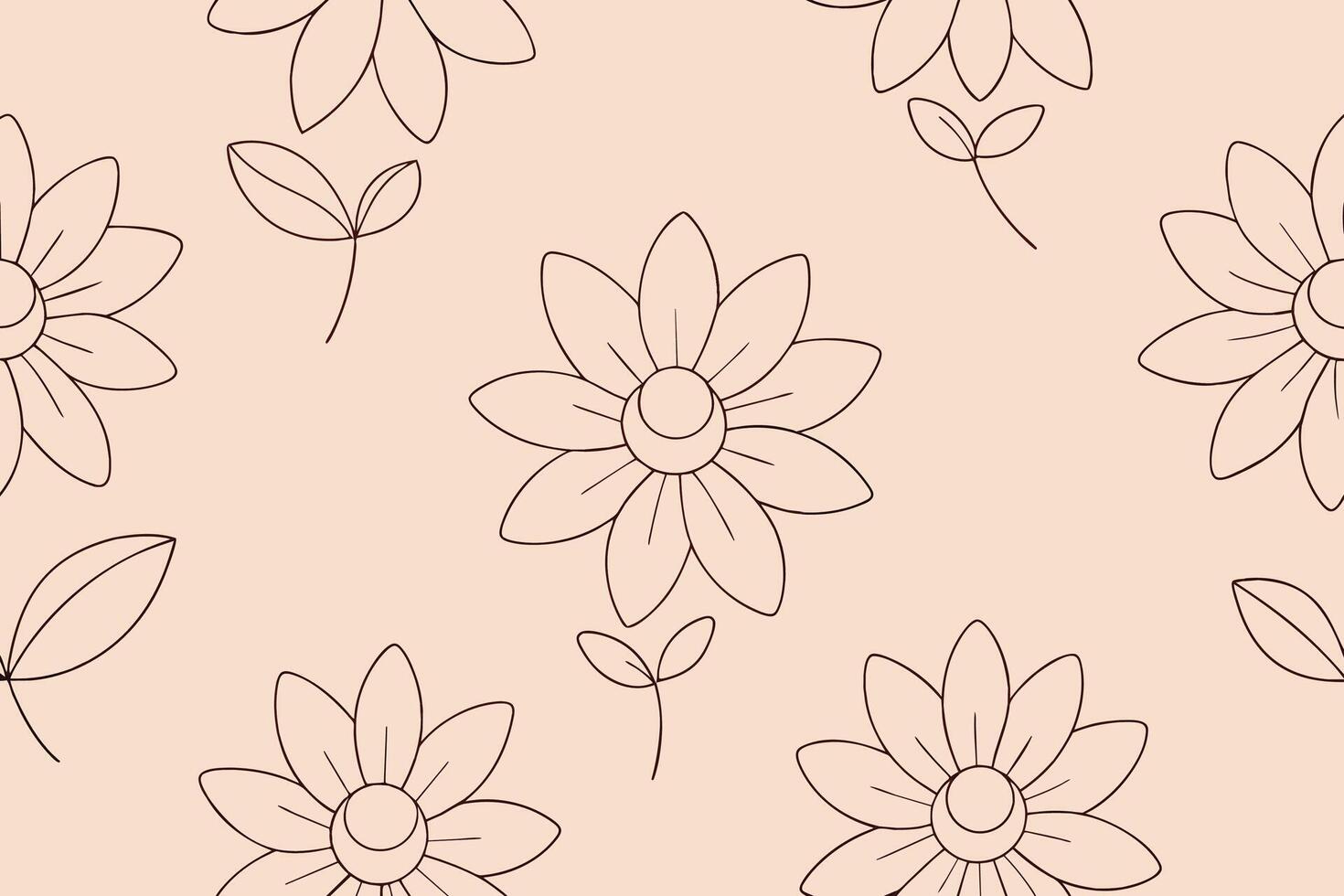 una linea disegnata fiore faccia seamless pattern vettore