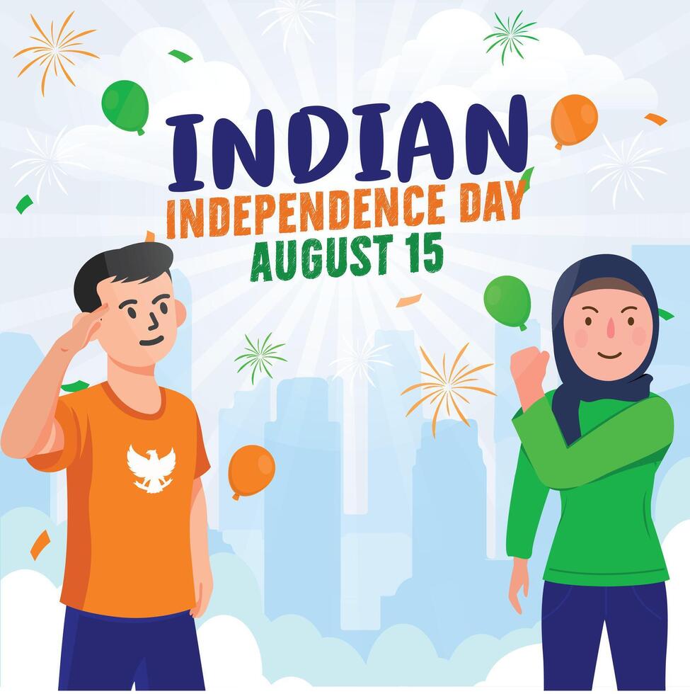 indiano indipendenza celebrazioni giorno illustrazione vettore bandiera e inviare disegno, celebrazioni giorno clip arte impostare. India nazionale bandiera la libertà indipendenza patriottismo modello.