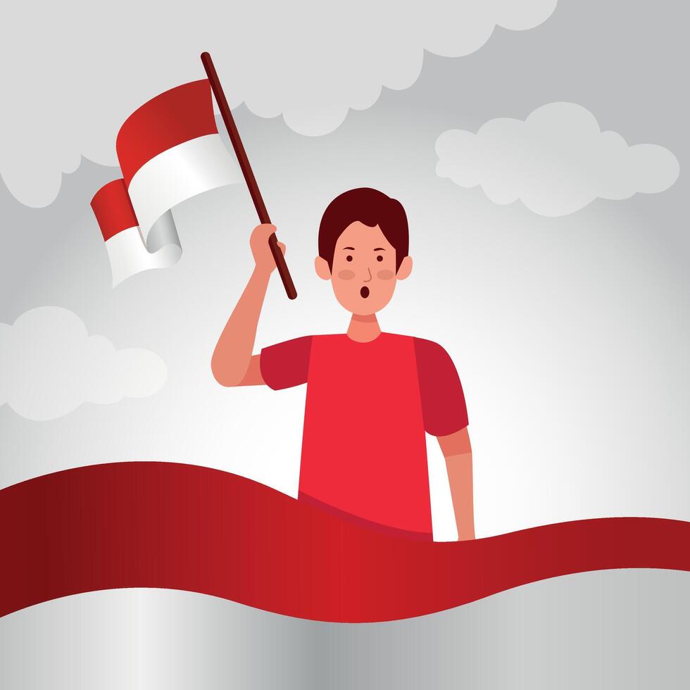 indonesiano indipendenza celebrazioni giorno illustrazione vettore bandiera e inviare disegno, celebrazioni giorno clip arte impostare. indonesiano la libertà indipendenza patriottismo modello.
