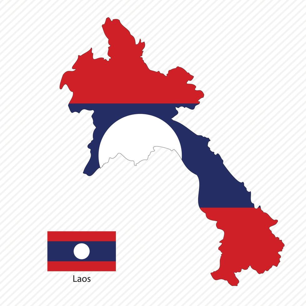 vettore illustrazione con Laos nazionale bandiera con forma di Laos carta geografica