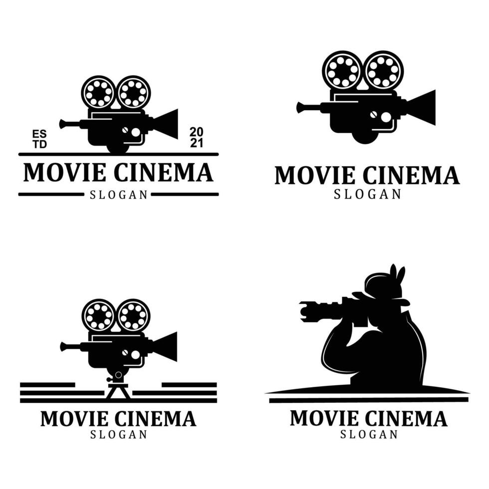 simbolo dell'icona del logo della videocamera, del lettore cinematografico e del registratore vettore