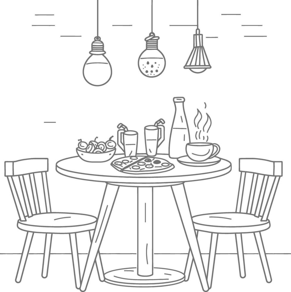 ai generato prima colazione menù pronto per mangiare semplice schema illustrazione minimalista linea arte vettore