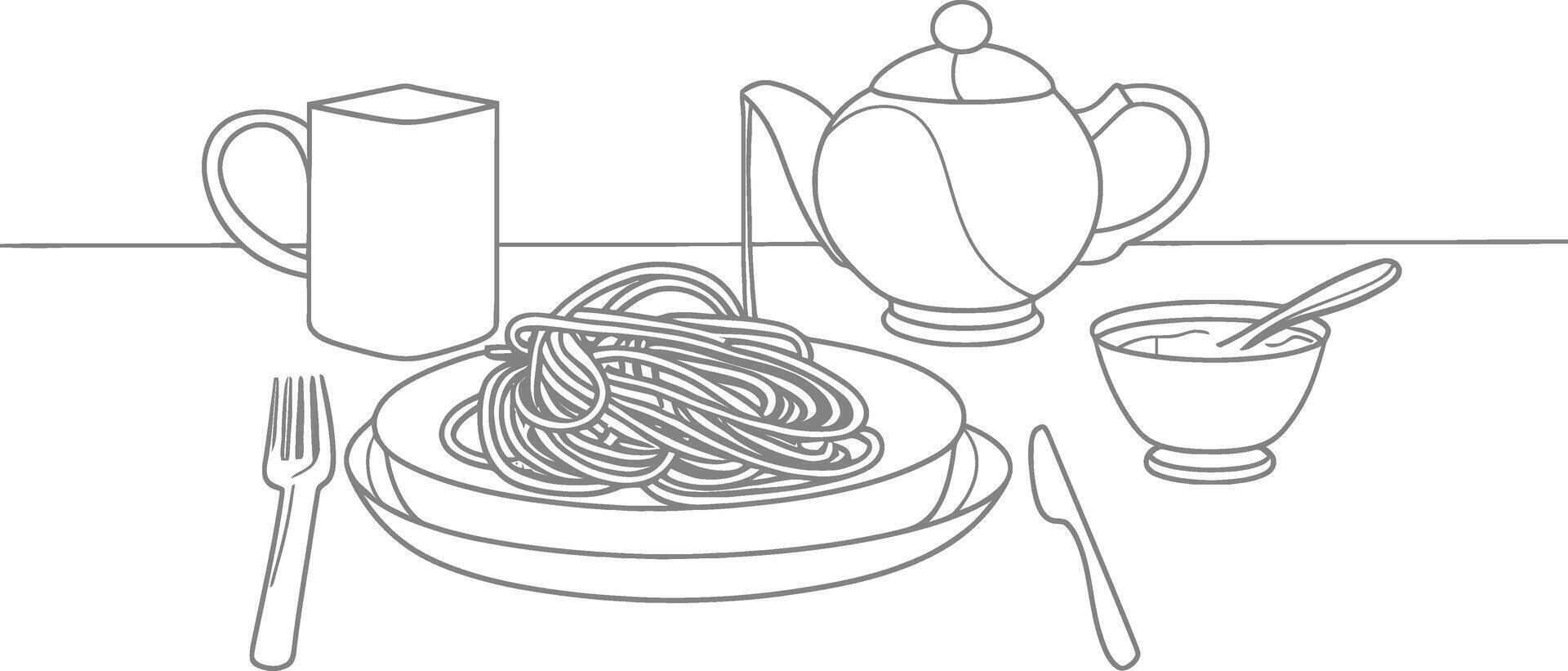 ai generato prima colazione menù pronto per mangiare semplice schema illustrazione minimalista linea arte vettore