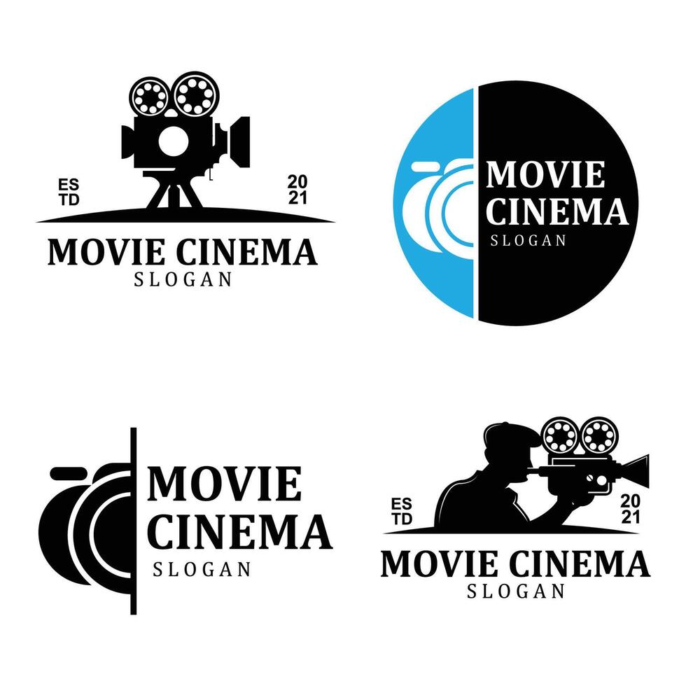 simbolo dell'icona del logo della videocamera, del lettore cinematografico e del registratore vettore