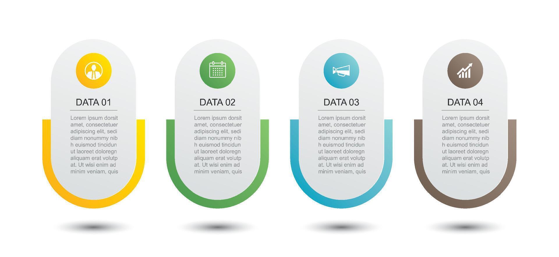 4 dati infografica linguetta carta indice modello. illustrazione attività commerciale astratto sfondo. vettore