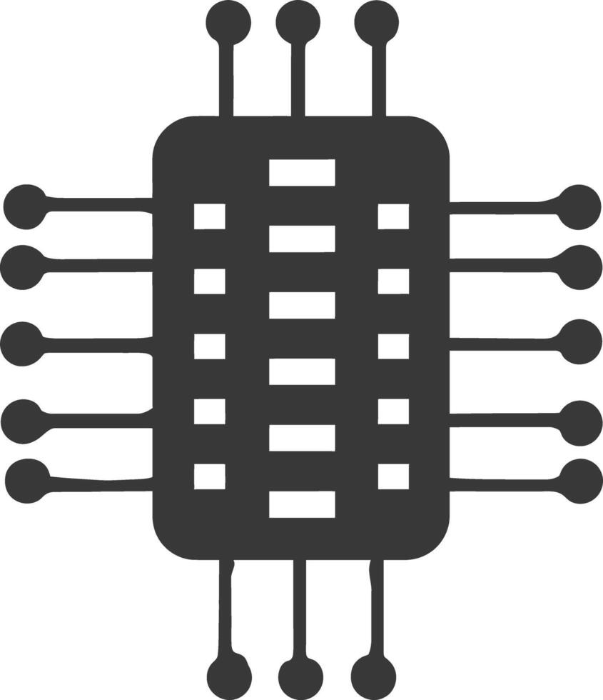 ai generato silhouette circuito integrato o integrato circuito singolo elettronico componente vettore