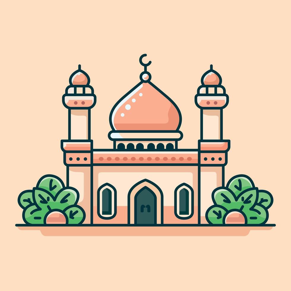 Ramadan kareem moschea isolato vettore cartone animato illustrazione