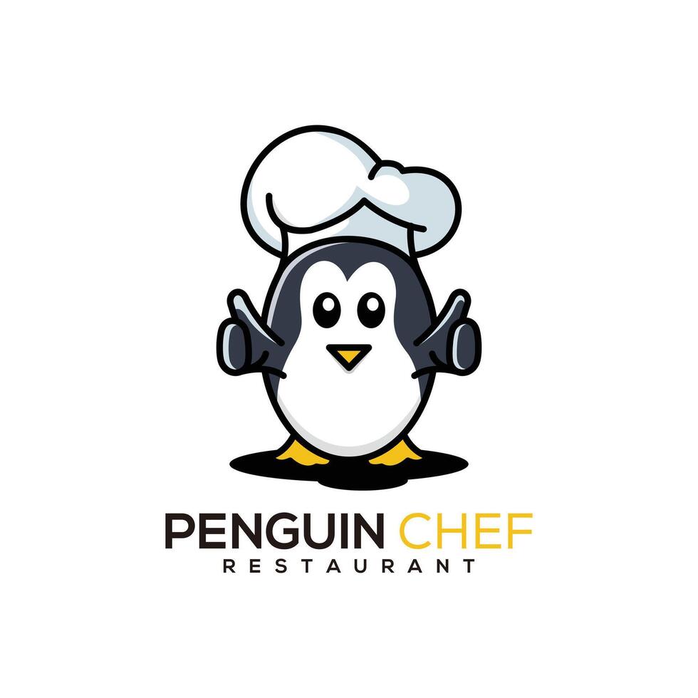 pinguino capocuoco logo design vettore