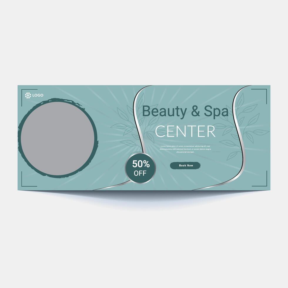 bellezza terme pauroso sociale media bandiera modello. salone trucco, Salute cura, corpo massaggio servizio promozione copertina design con logo e sconto. attività commerciale promozione moderno grafico ragnatela pos vettore