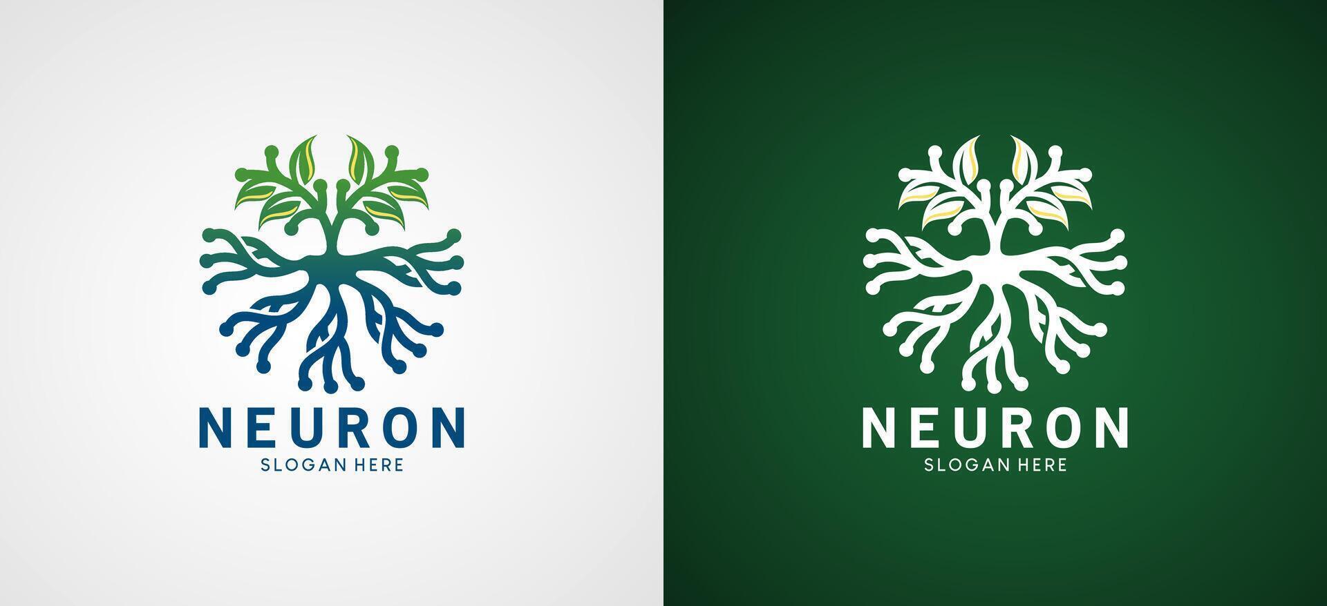 neuroni logo disegno, astratto nervo cellula naturale energia vettore illustrazione