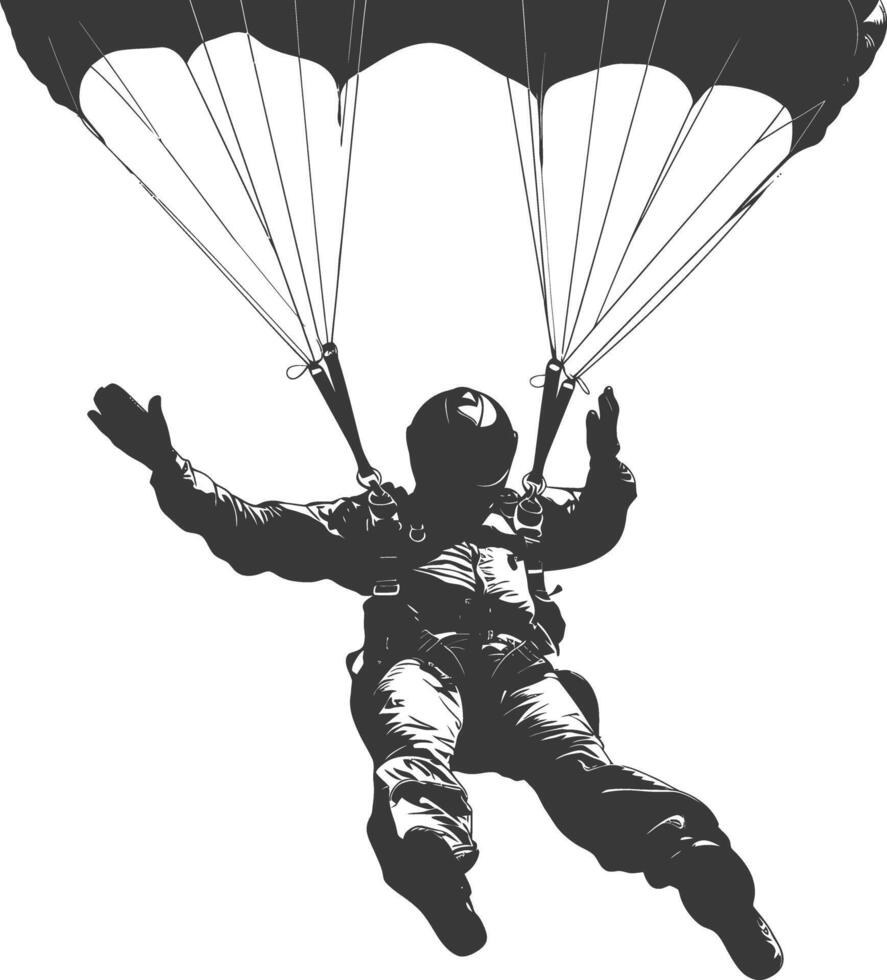 ai generato silhouette skydiver uomo pieno corpo nero colore solo vettore