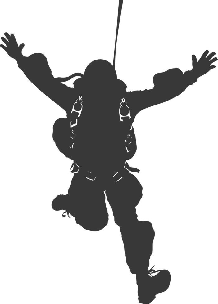 ai generato silhouette skydiver uomo nel azione pieno corpo nero colore solo vettore