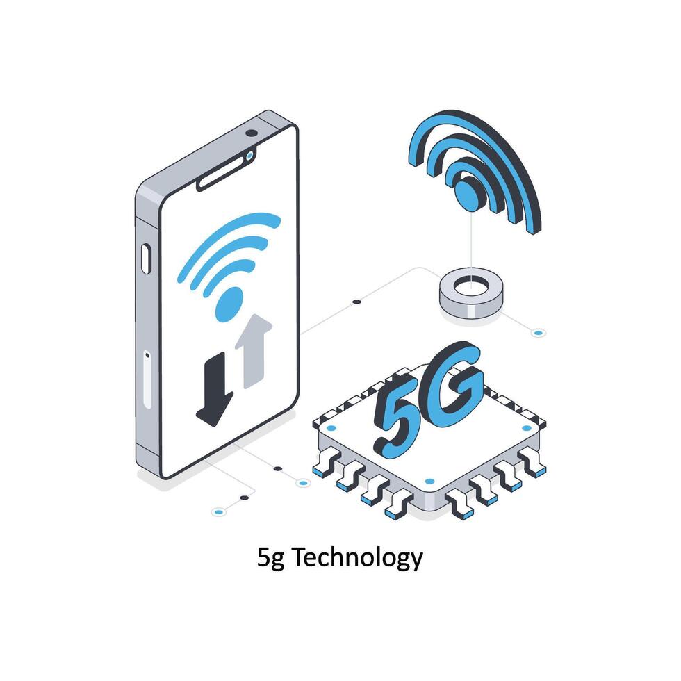 5g tecnologia isometrico azione illustrazione. eps file azione illustrazione vettore