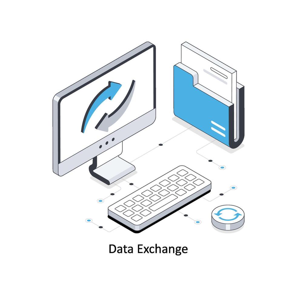 dati scambio isometrico azione illustrazione. eps file azione illustrazione vettore