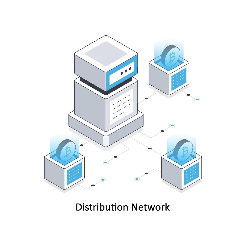 distribuzione Rete isometrico azione illustrazione. eps file azione illustrazione vettore