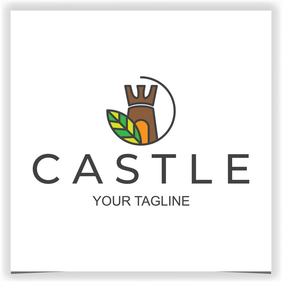 vettore eco foglia castello Torre logo design