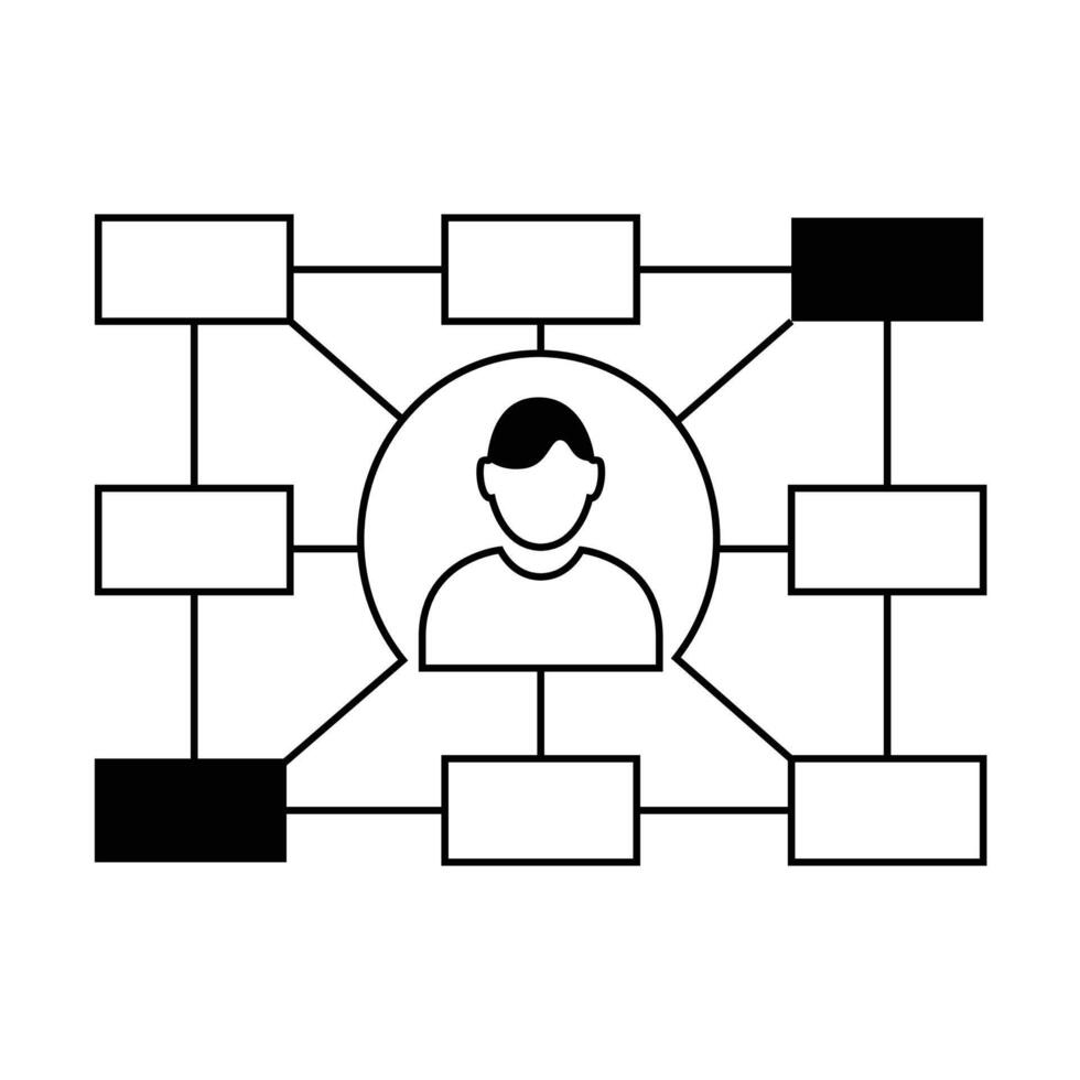 matrice organizzativo icona illustrazione. flessibile matrice organizzativa struttura. visualizzazione di matrice organizzativa struttura evidenziazione interfunzionale collaborazione e flessibilità. vettore