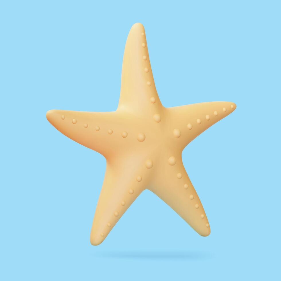 3d cartone animato illustrazione di stella pesce. adatto per spiaggia attività e estate icona. vettore
