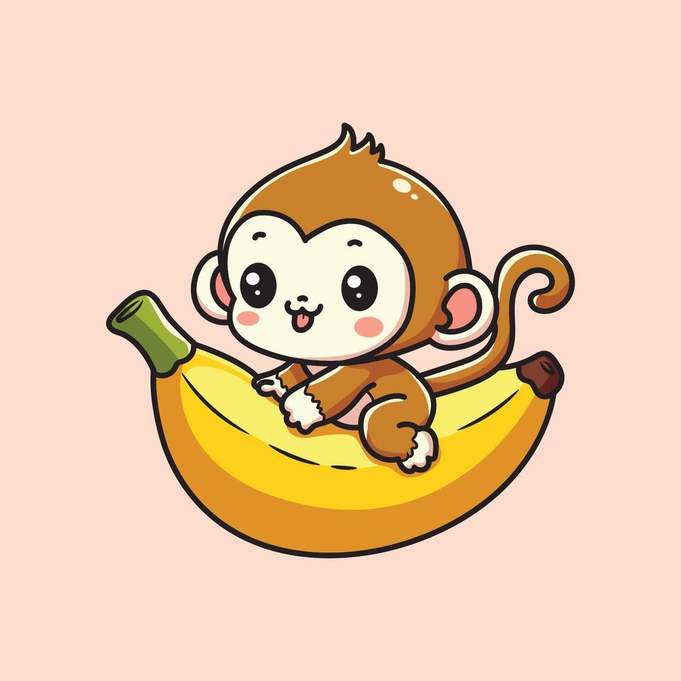 carino vettore design illustrazione di scimmia e Banana