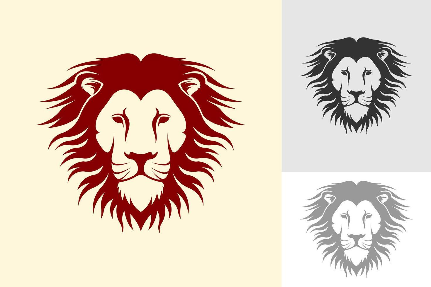 vettore piatto Leone testa silhouette logo design