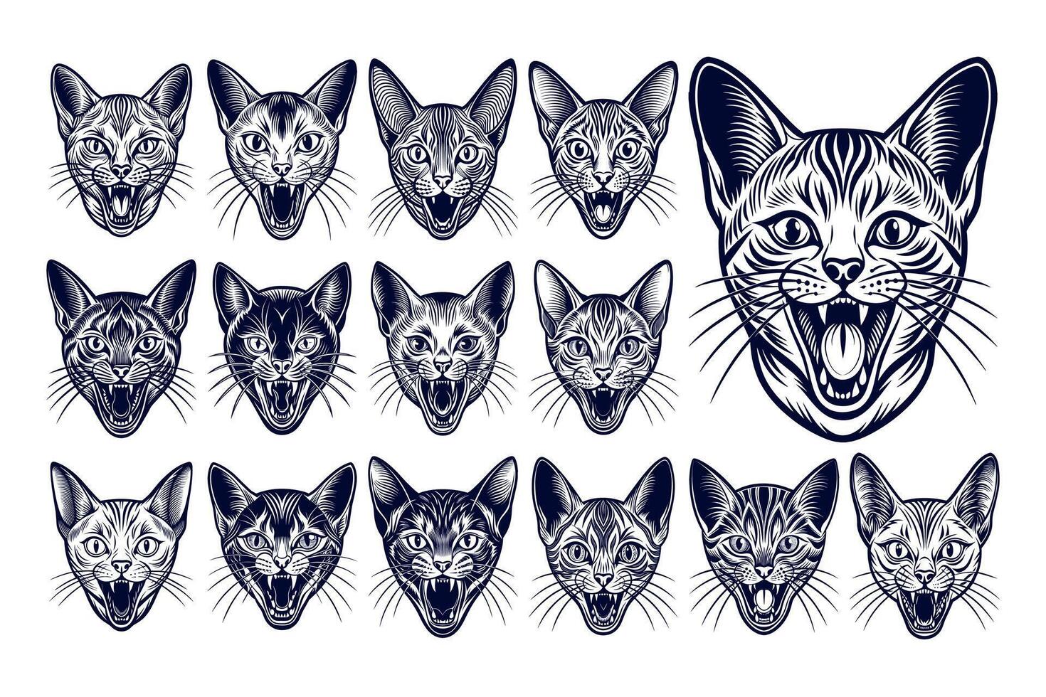 ai generato fascio di miagolando burmilla gatto testa illustrazione design vettore