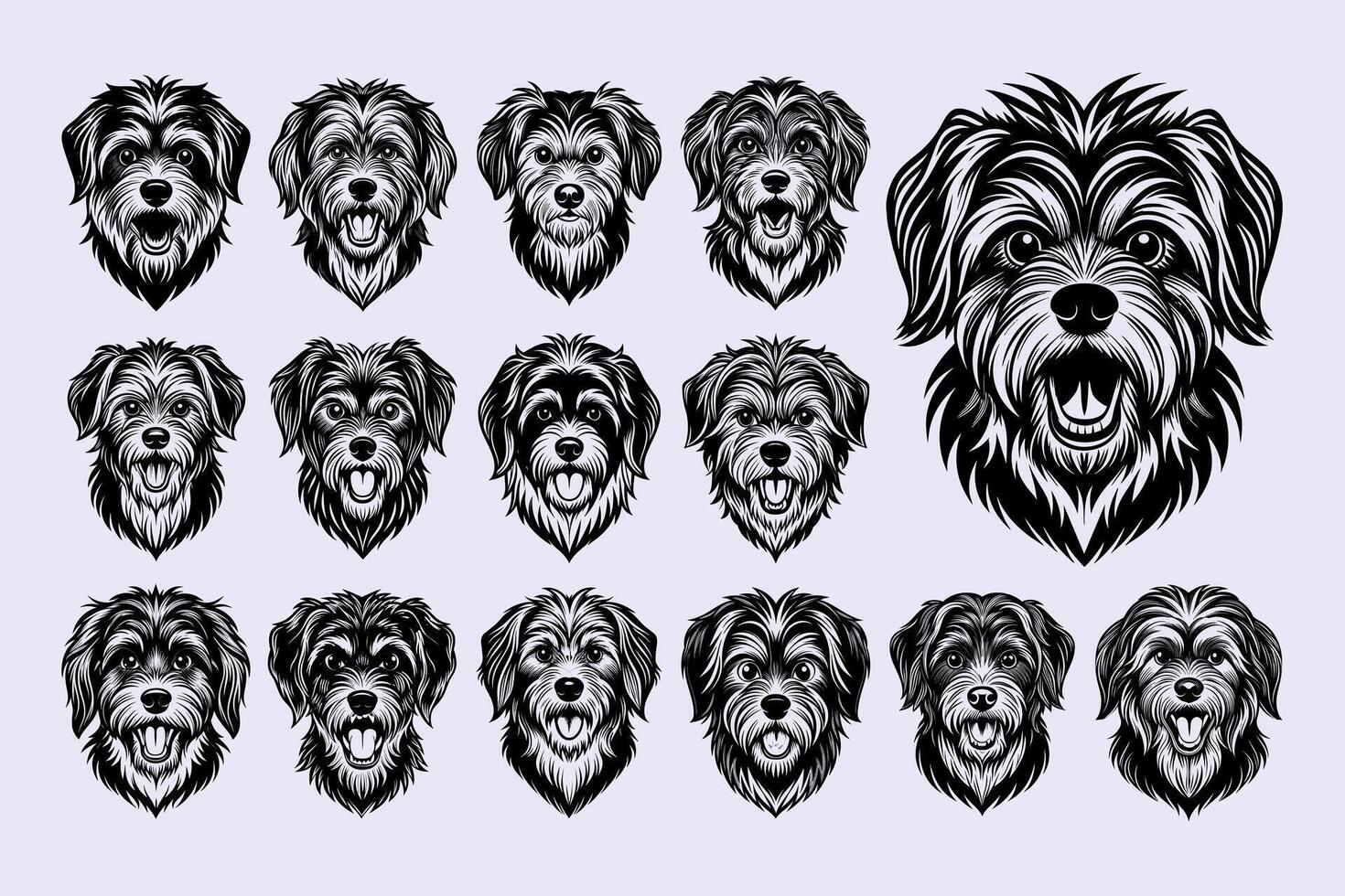 ai generato impostato di carino dettagliato havanese cane testa illustrazione design vettore