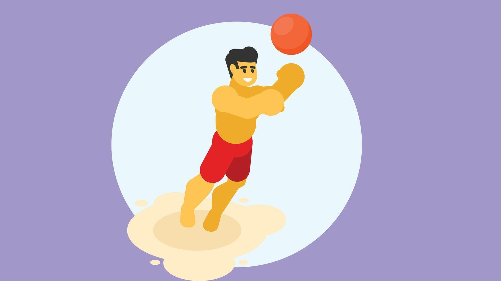 un atleta giocando palla a mano nel il sabbia vettore illustrazione