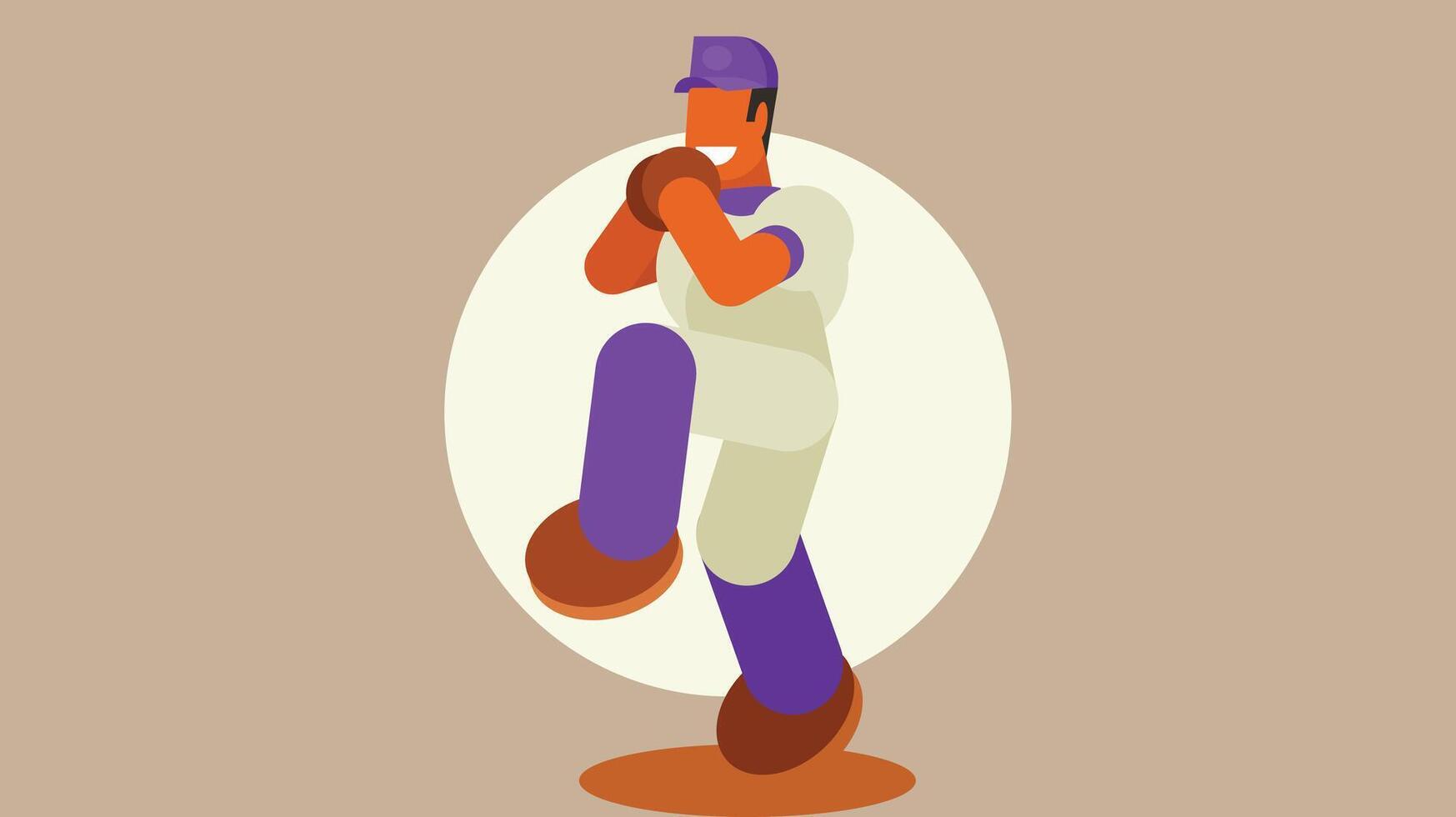 baseball giocatore nel un' gioco Tribunale vettore illustrazione