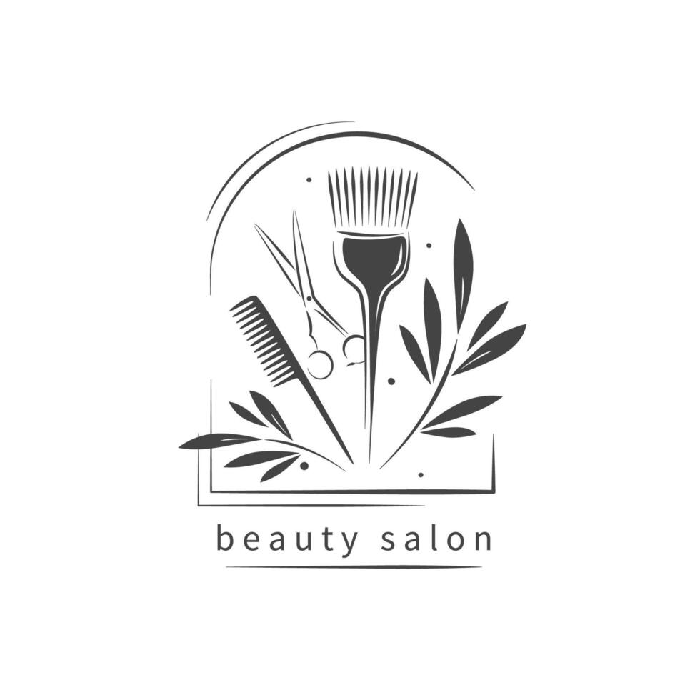 bellezza salone logo. parrucchiere. nero e bianca vettore illustrazione