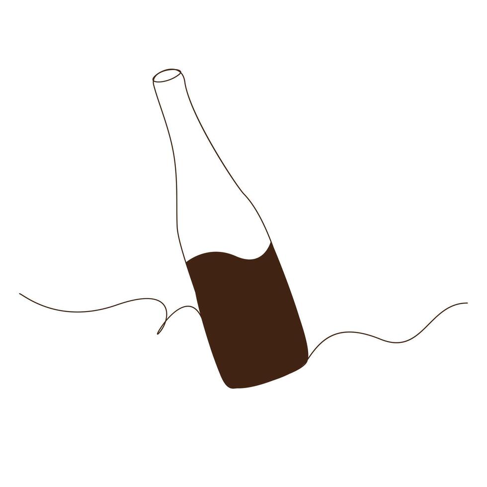 vino bottiglia e bicchiere continuo uno linea arte disegno minimalista design vettore e illustrazione