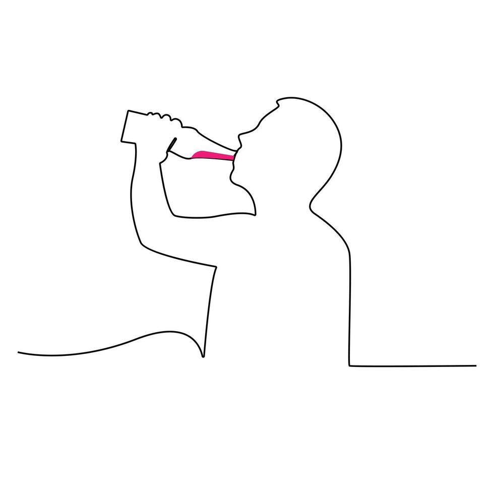 vino bottiglia e bicchiere continuo uno linea arte disegno minimalista design vettore e illustrazione