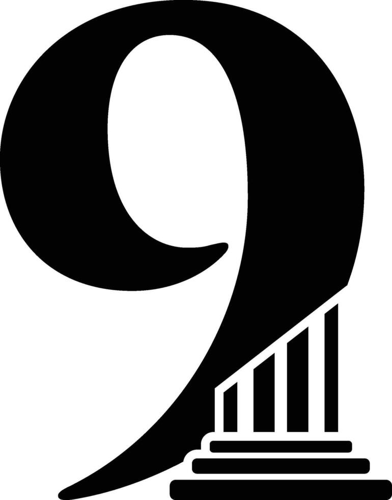 numero 9 pilastro legge logo vettore