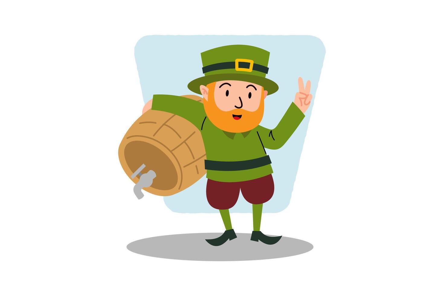 divertente uomo indossare verde cappello trasporto fusto di birra. illustrazione per st. Patrick giorno, irlandesi vacanza vettore