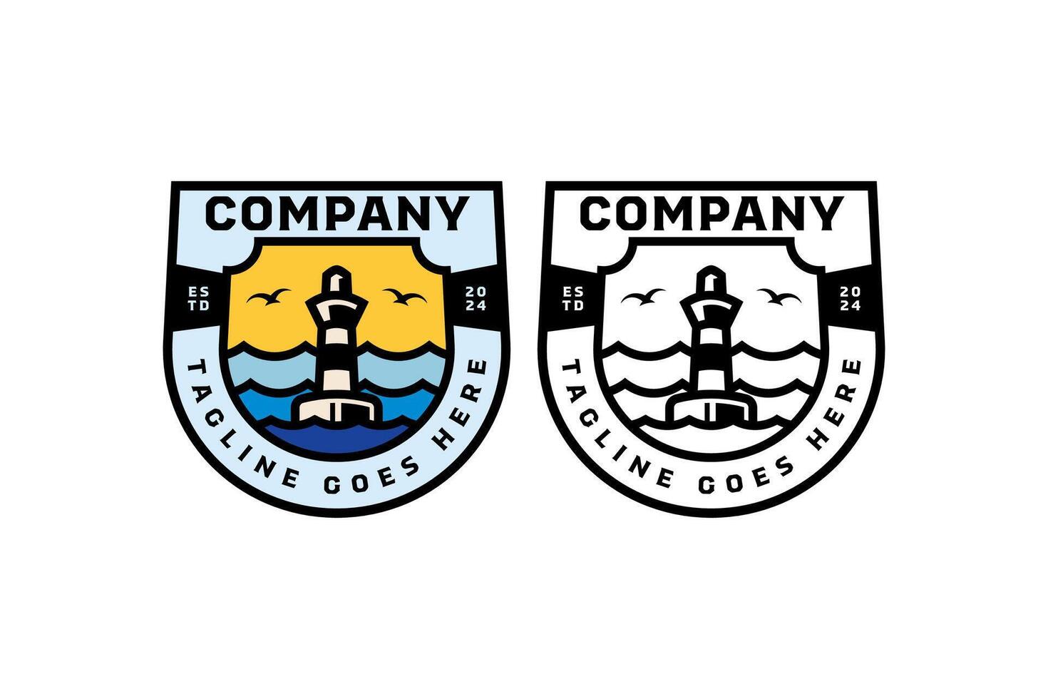 faro boa e mare Visualizza distintivo moderno logo design per marino mare sport azienda attività commerciale vettore