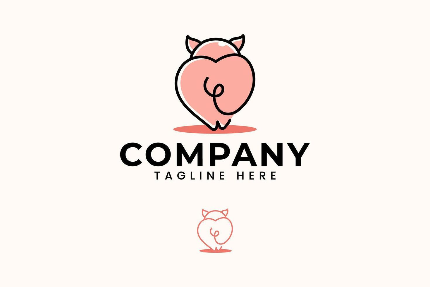 maiale con amore culo forma astratto logo design per animale cibo azienda agricola ristorante azienda attività commerciale vettore